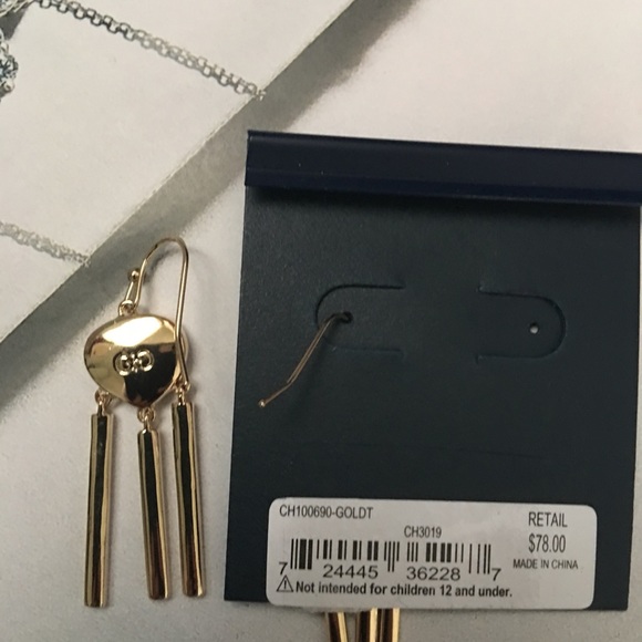 COLE HAAN DARK BLUE GOLDSTONE DANGLE EARRINGS - Picture 4 of 5